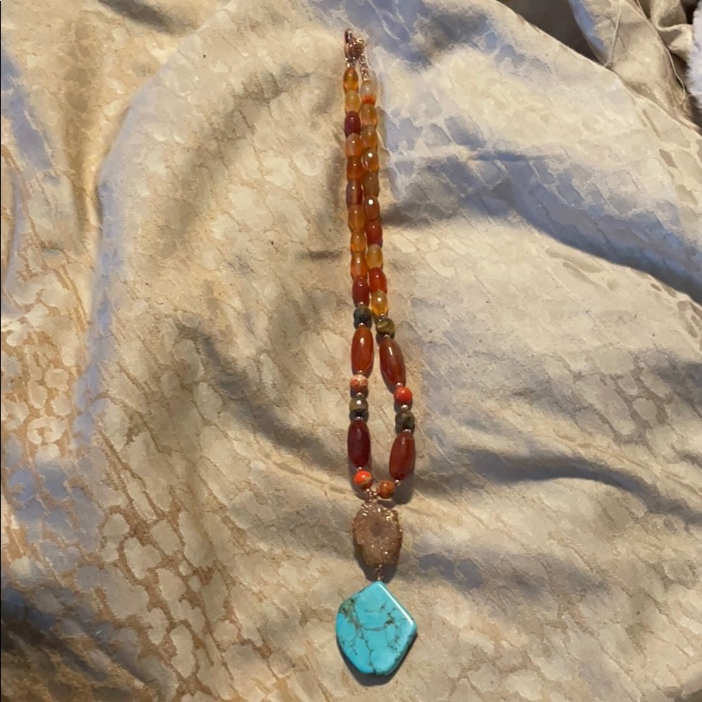 Copper gemstone pendant necklace